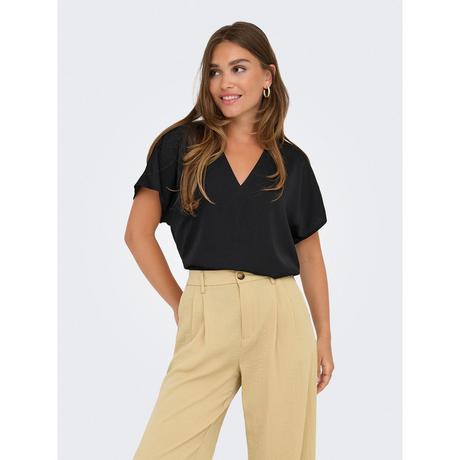 ONLY V-Ausschnitt Kurzarm Bluse  