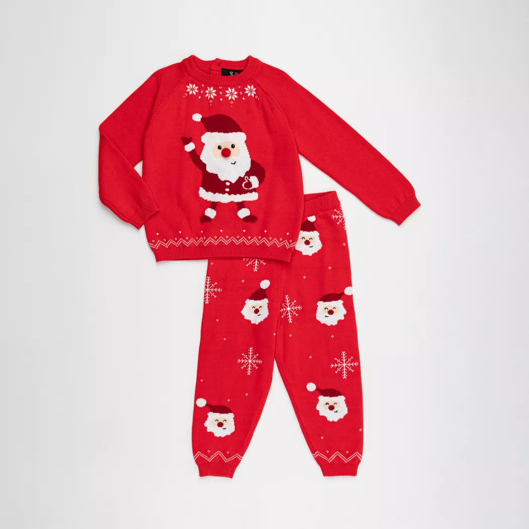 Manor Baby - Set: T-Shirt und Hose, Weihnachts strick set, 80, Rot