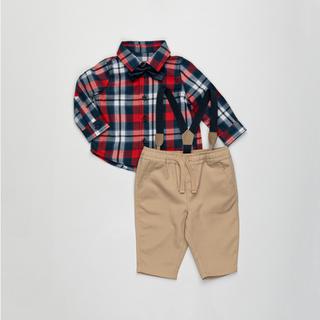 Manor Baby Set Hose Hemd Karo Set, t-shirt e pantaloni 