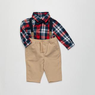 Manor Baby Set Hose Hemd Karo Set, t-shirt e pantaloni 