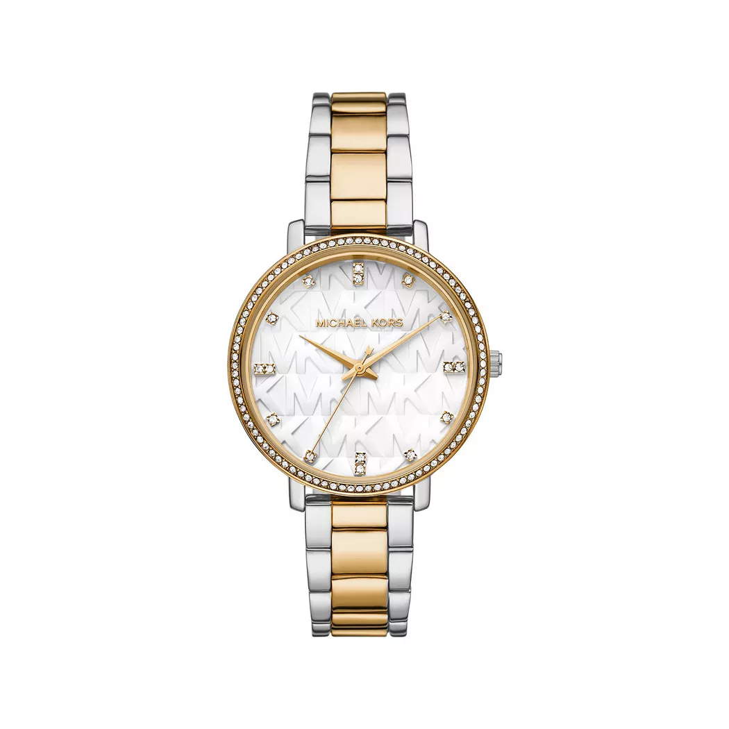 Quarzuhr MICHAEL KORS "PYPER", gold (edelstahlfarben, roségoldfarben, weiß), Armbanduhren, Damen, Quarzuhr, Armbanduhr, Damenuhr, Edelstahlarmband, analog, Glassteine
