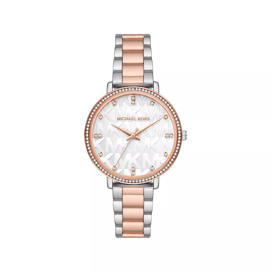 Quarzuhr MICHAEL KORS "PYPER", gold (edelstahlfarben, roségoldfarben, weiß), Armbanduhren, Damen, Quarzuhr, Armbanduhr, Damenuhr, Edelstahlarmband, analog, Glassteine 2
