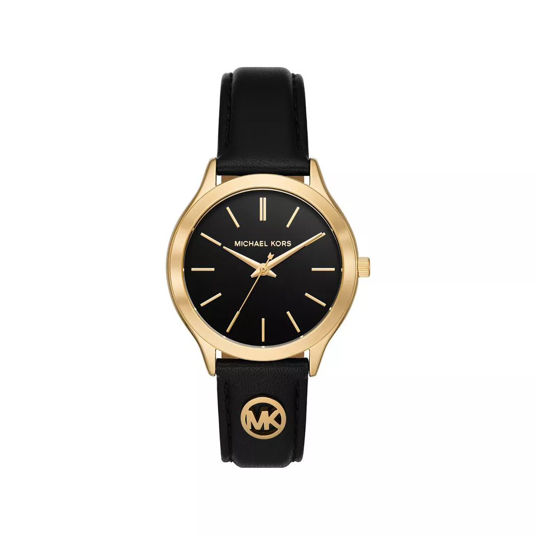 Quarzuhr MICHAEL KORS "SLIM RUNWAY", schwarz, Armbanduhren, Damen, Quarzuhr, Armbanduhr, Damenuhr, Lederarmband, analog