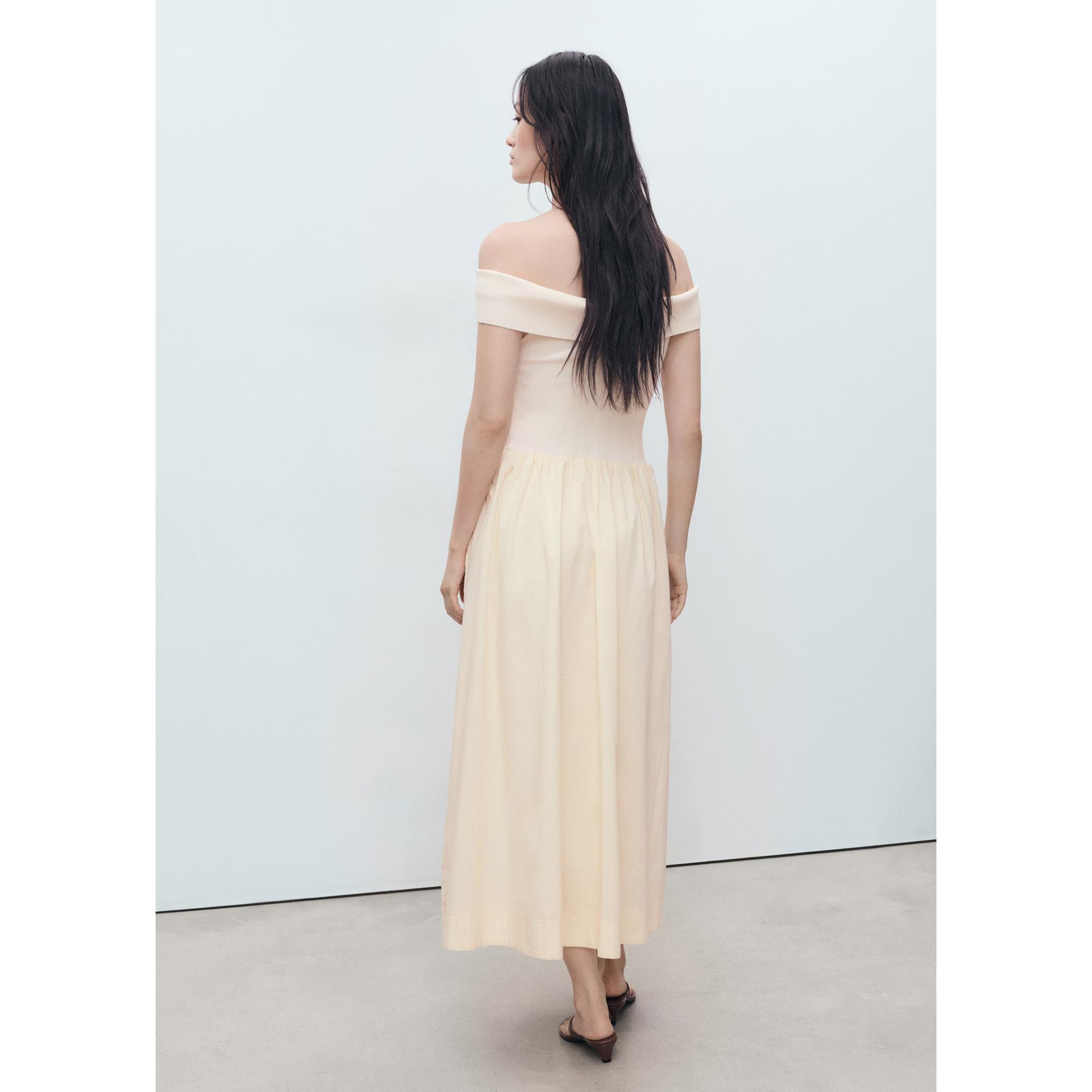 MANGO TANO Robe Midi Tricotée Encolure Bateau  