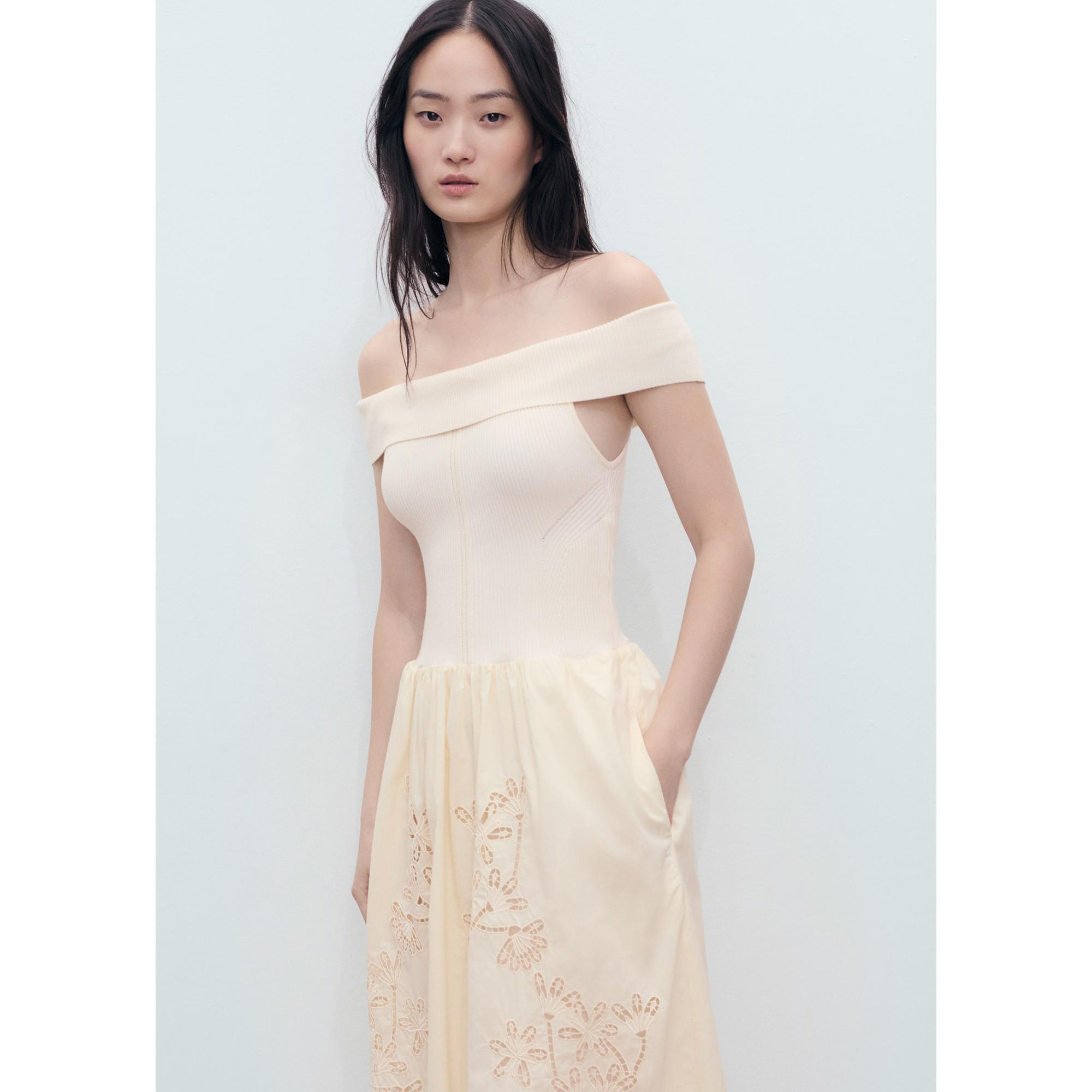 MANGO TANO Robe Midi Tricotée Encolure Bateau  