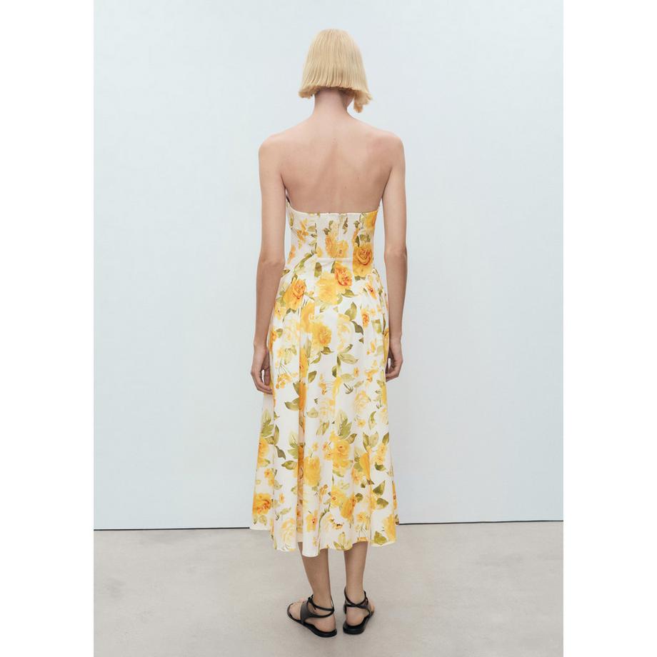 MANGO Molly Asymmetrisches Blumen Midikleid  