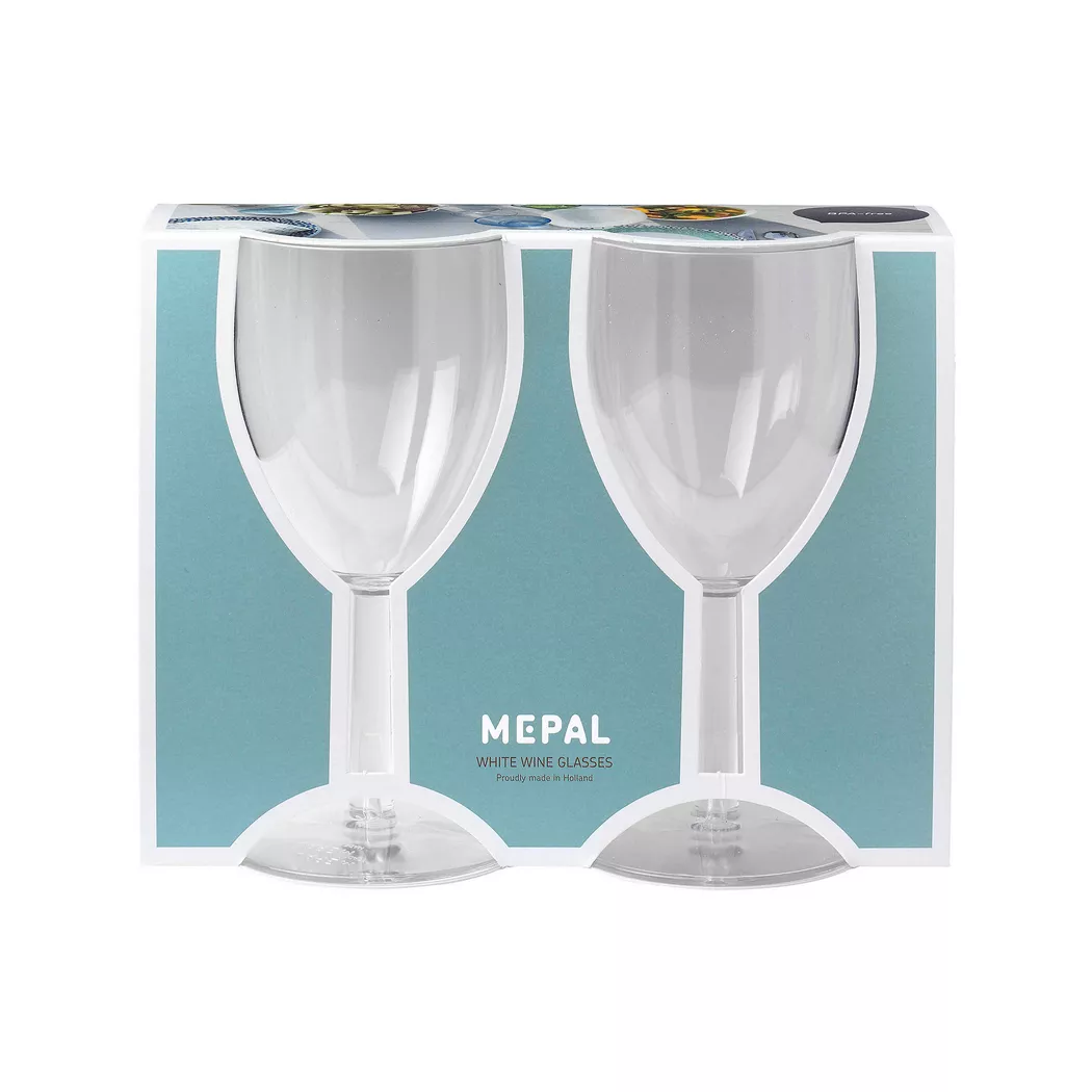 Weinglas MEPAL "Kunststoff-Weißweingläser 200 ml 2er Set transparent", bunt (transparent), Kunststoff, Trinkgefäße, Weinglas