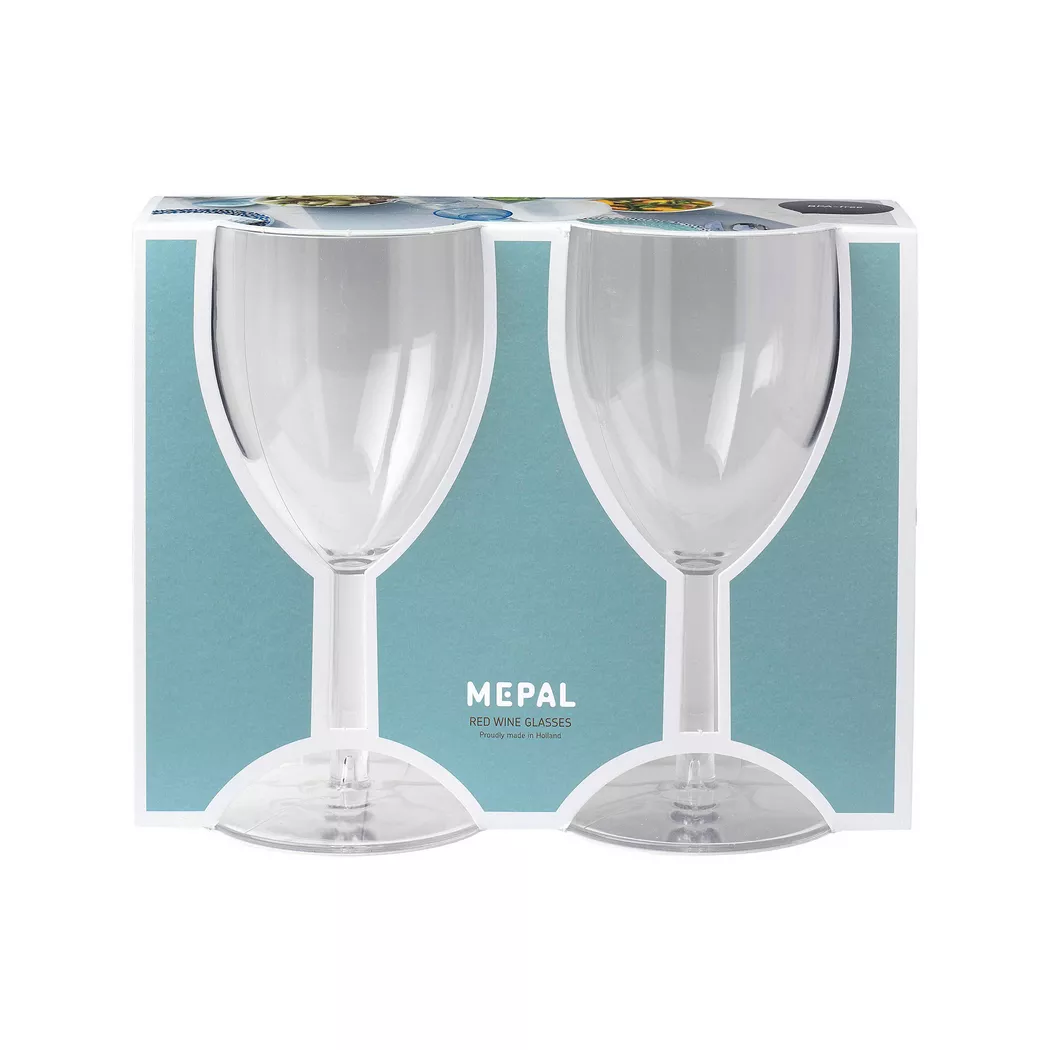 Weinglas MEPAL "Kunststoff-Rotweingläser 300 ml 2er Set transparent", bunt (transparent), Kunststoff, Trinkgefäße, Weinglas