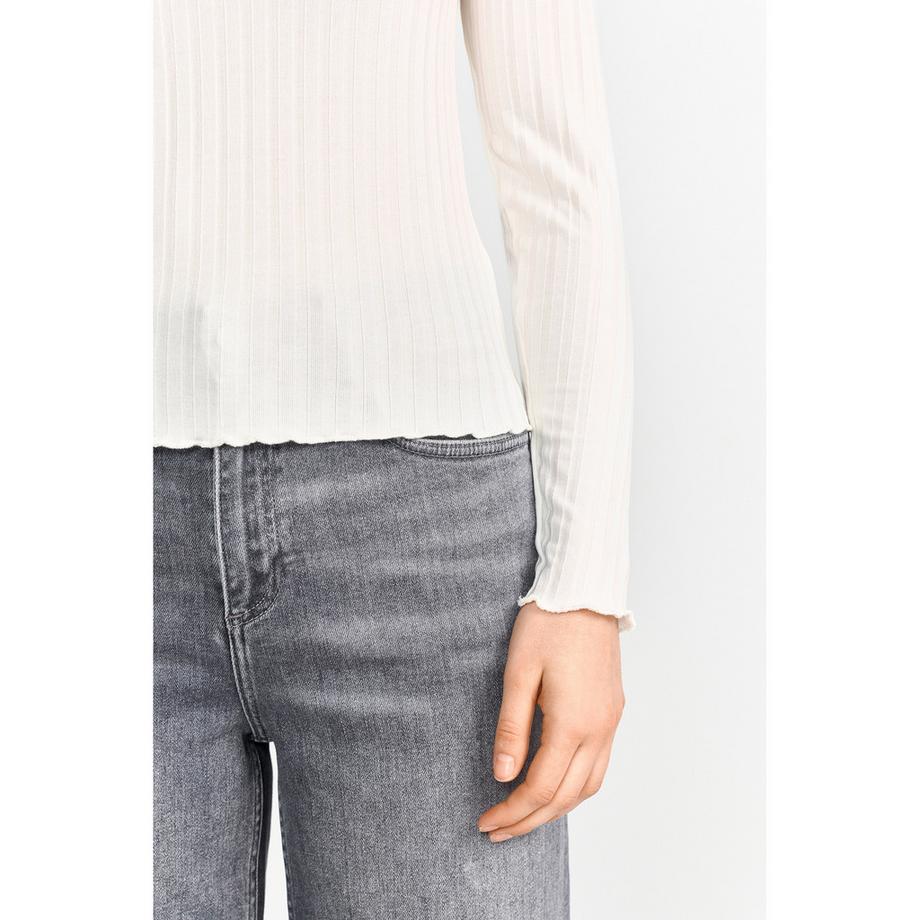 Rich & Royal Langarm Geripptes T-Shirt  