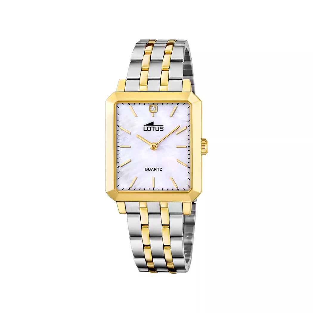 Lotus 18981/1 Square Series Analog Watch Two-Tone 32mm