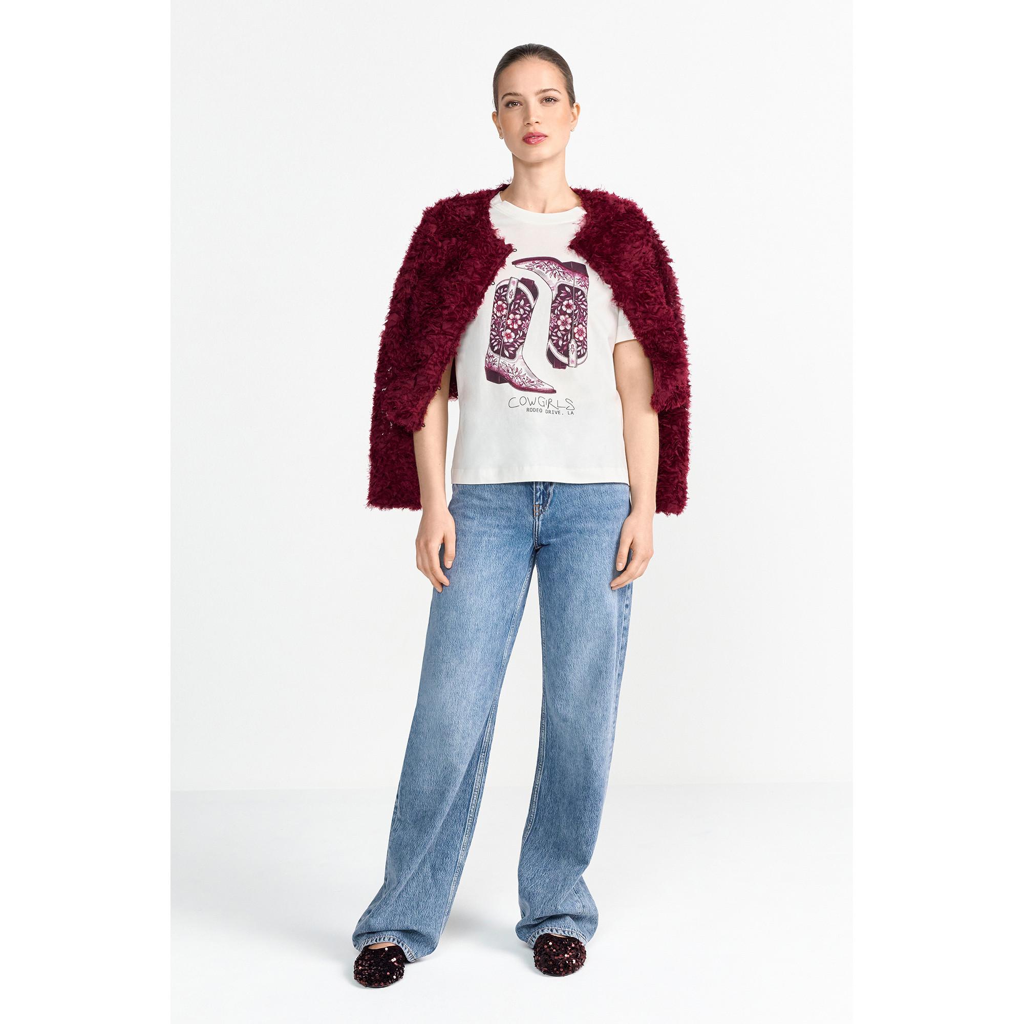 Rich & Royal T-shirt Stampa Stivali da Cowgirl Cropped Fit  