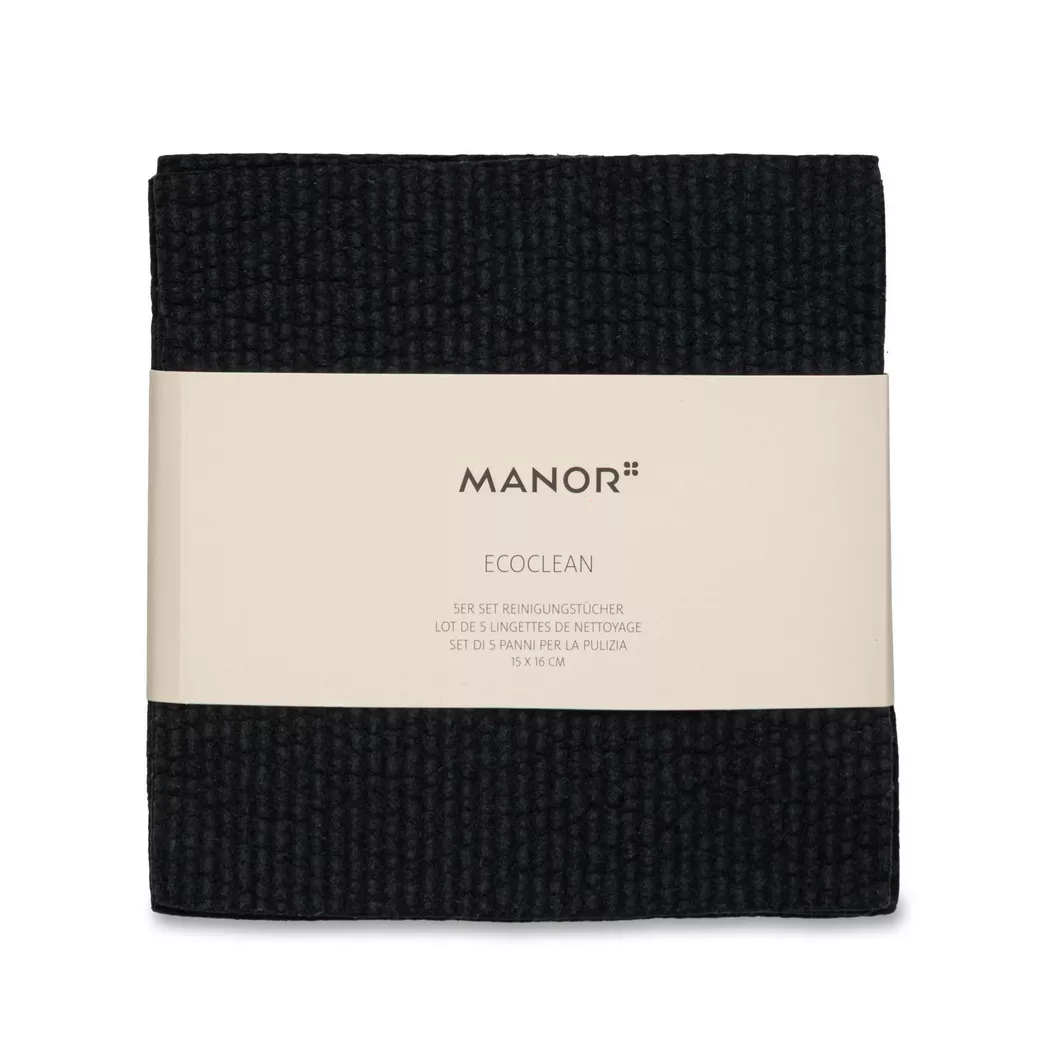 Manor - Reinigungstuch, 5er-Set, 15X16CM, Black