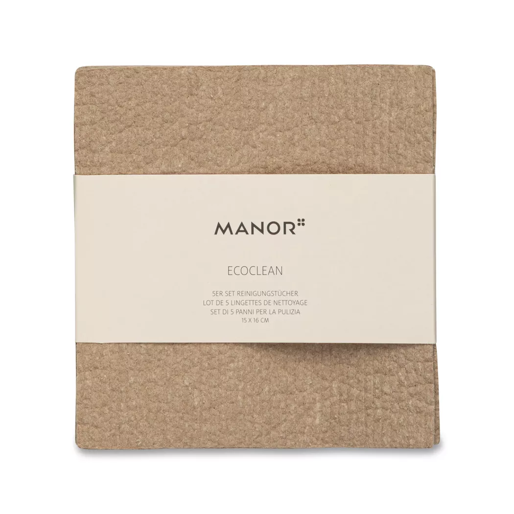 Manor - Reinigungstuch, 5er-Set, 15X16CM, Greige