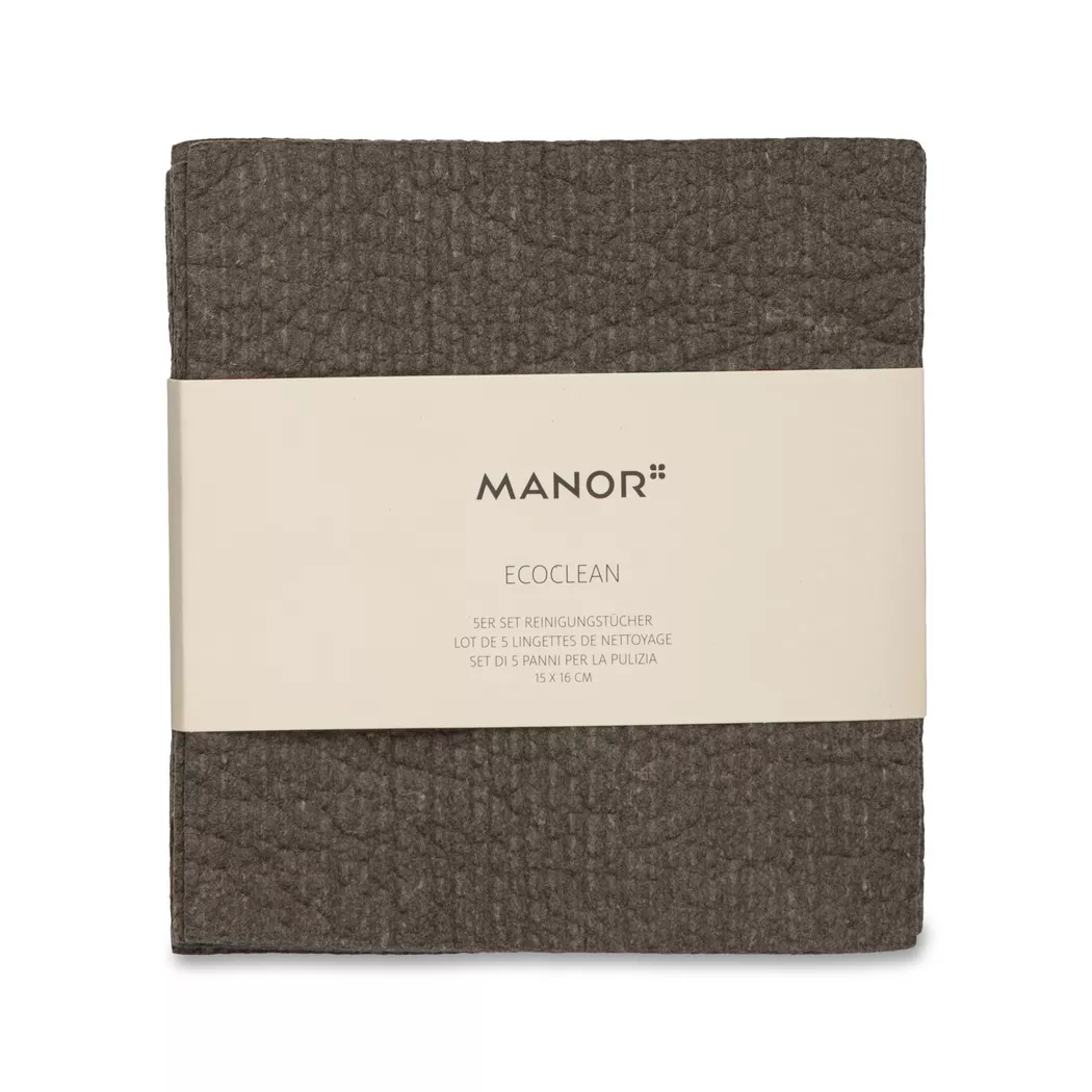 Manor - Reinigungstuch, 5er-Set, 15X16CM, Dunkelgrau