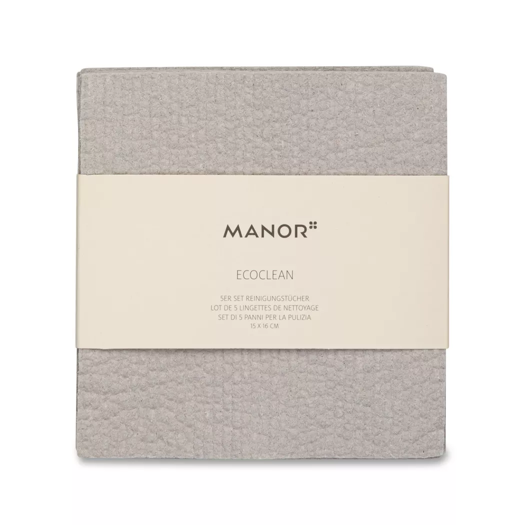 Manor - Reinigungstuch, 5er-Set, 15X16CM, Hellgrau
