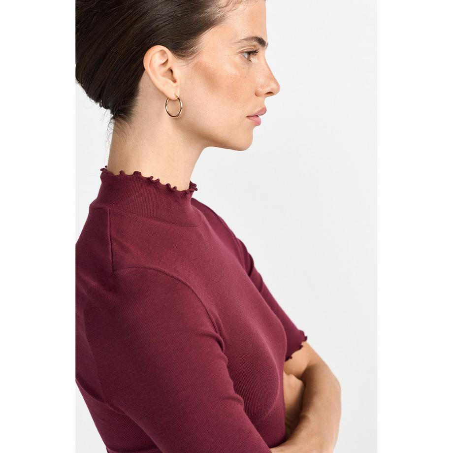 Rich & Royal T-shirt a costine a maniche corte con collo alto  