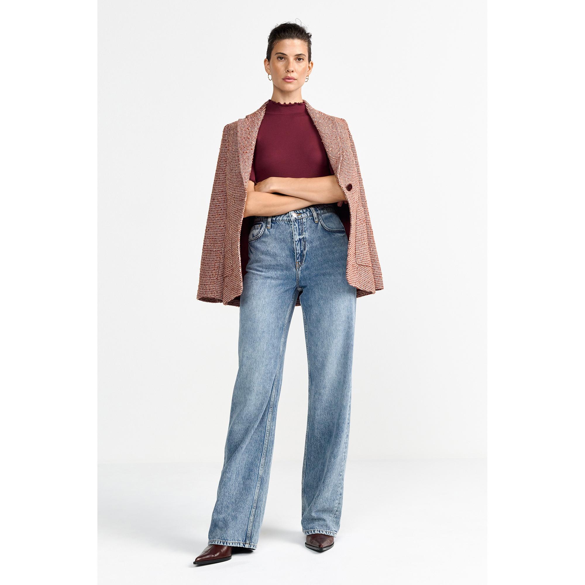 Rich & Royal T-Shirt a Costine Maniche Corte Collo Alto  