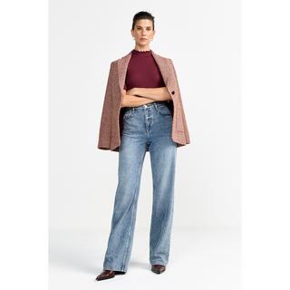 Rich & Royal T-Shirt a Costine Maniche Corte Collo Alto  