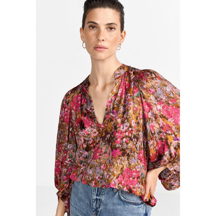 Rich & Royal Florale V-Ausschnitt Bluse  