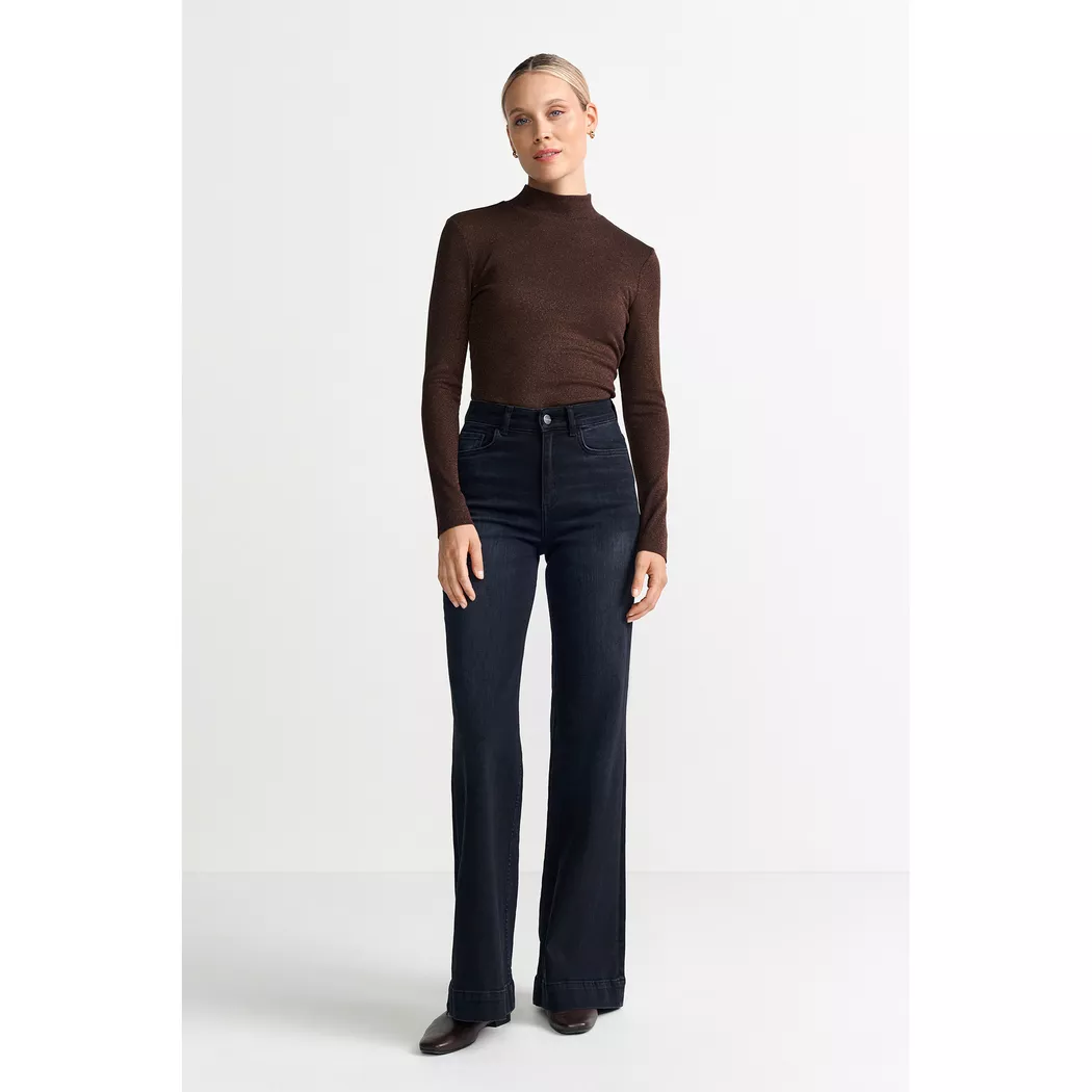 Rich & Royal - T-Shirt, langarm, für Damen, Dunkelbraun, Größe S