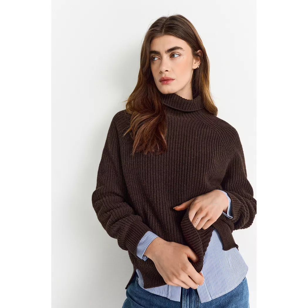 Rich & Royal - Pullover, Rollkragen, für Damen, Dunkelbraun, Größe L