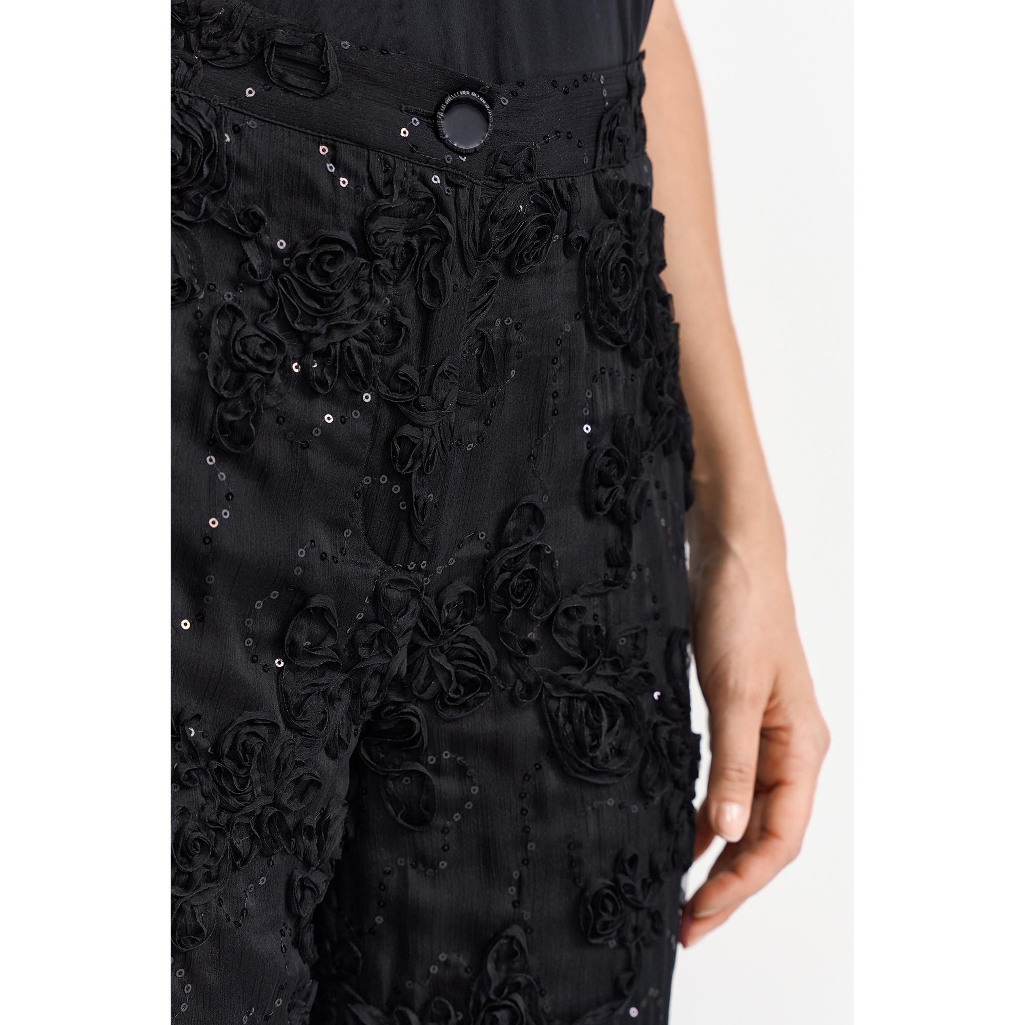 Rich & Royal Pantaloni Larghi Paillettes Floreali  