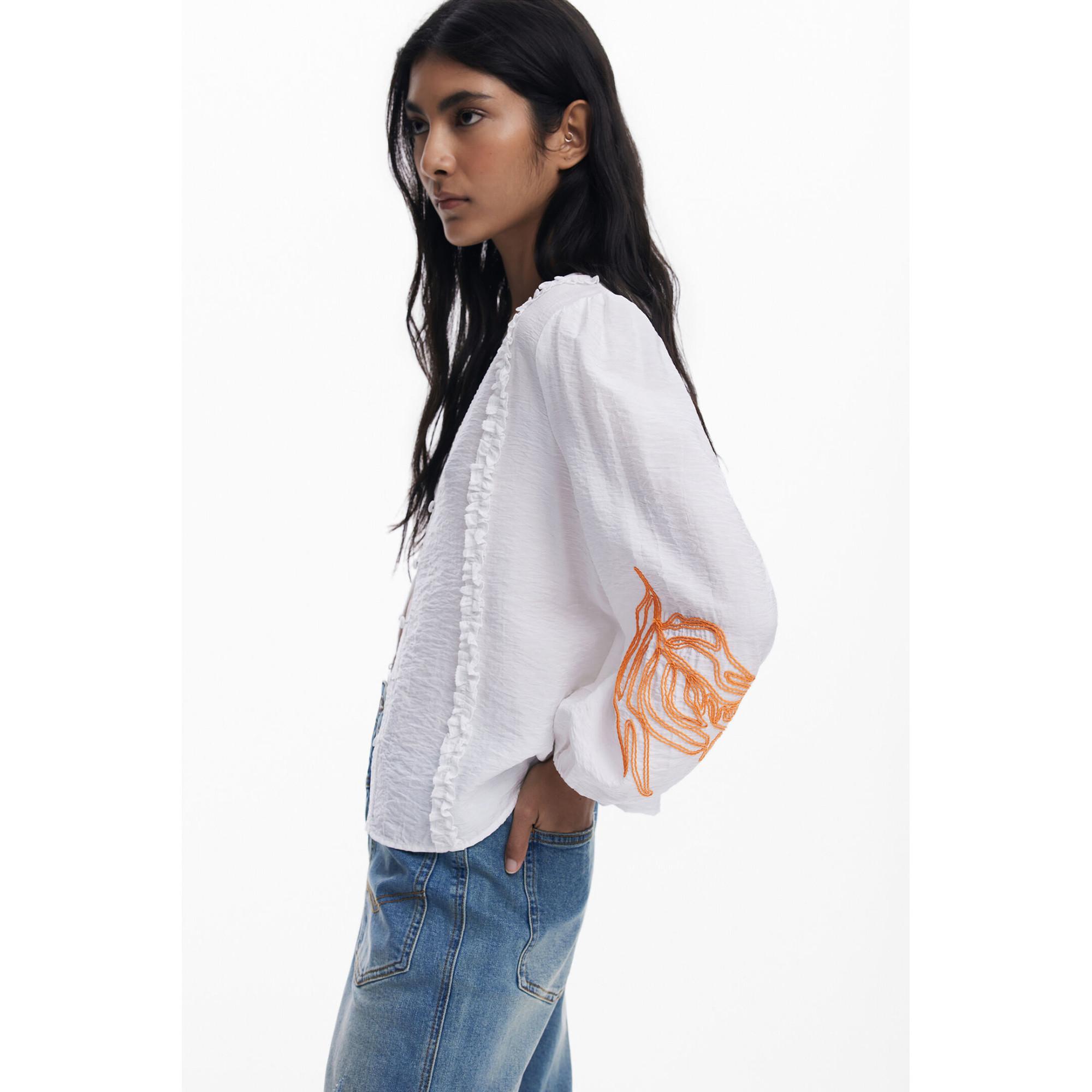 Desigual Bluse mit bestickten Ärmeln  