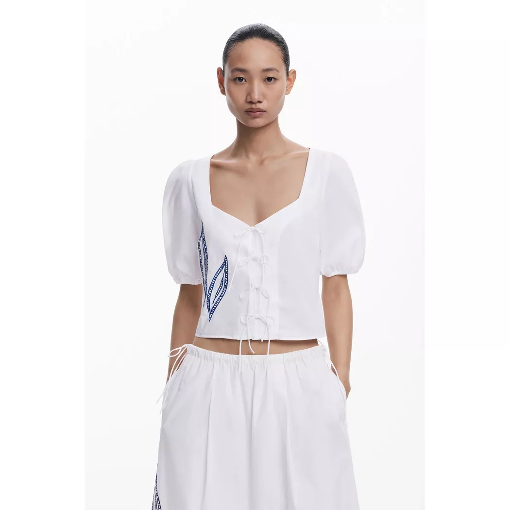 Desigual Blouse manches brodées WHITE XL female