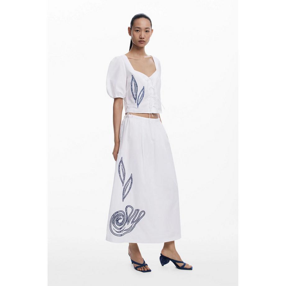 Desigual Camicetta a Maniche a Sbuffo  