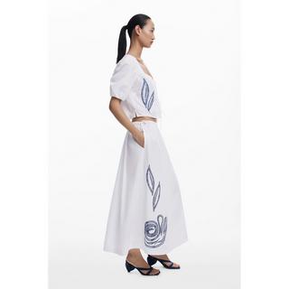 Desigual Kurzarmbluse mit gestickten Blättern  