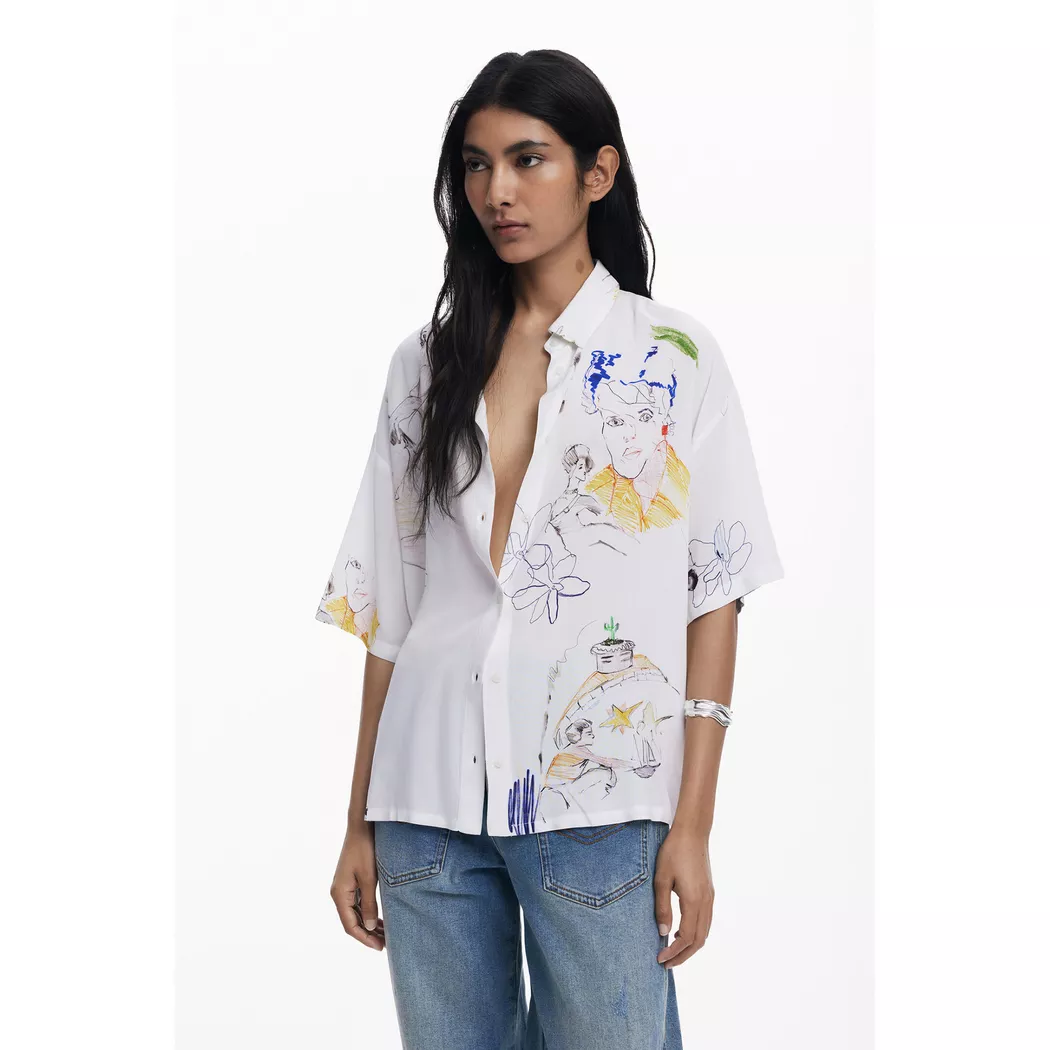 Desigual Chemise collage fleurs WHITE S female 2