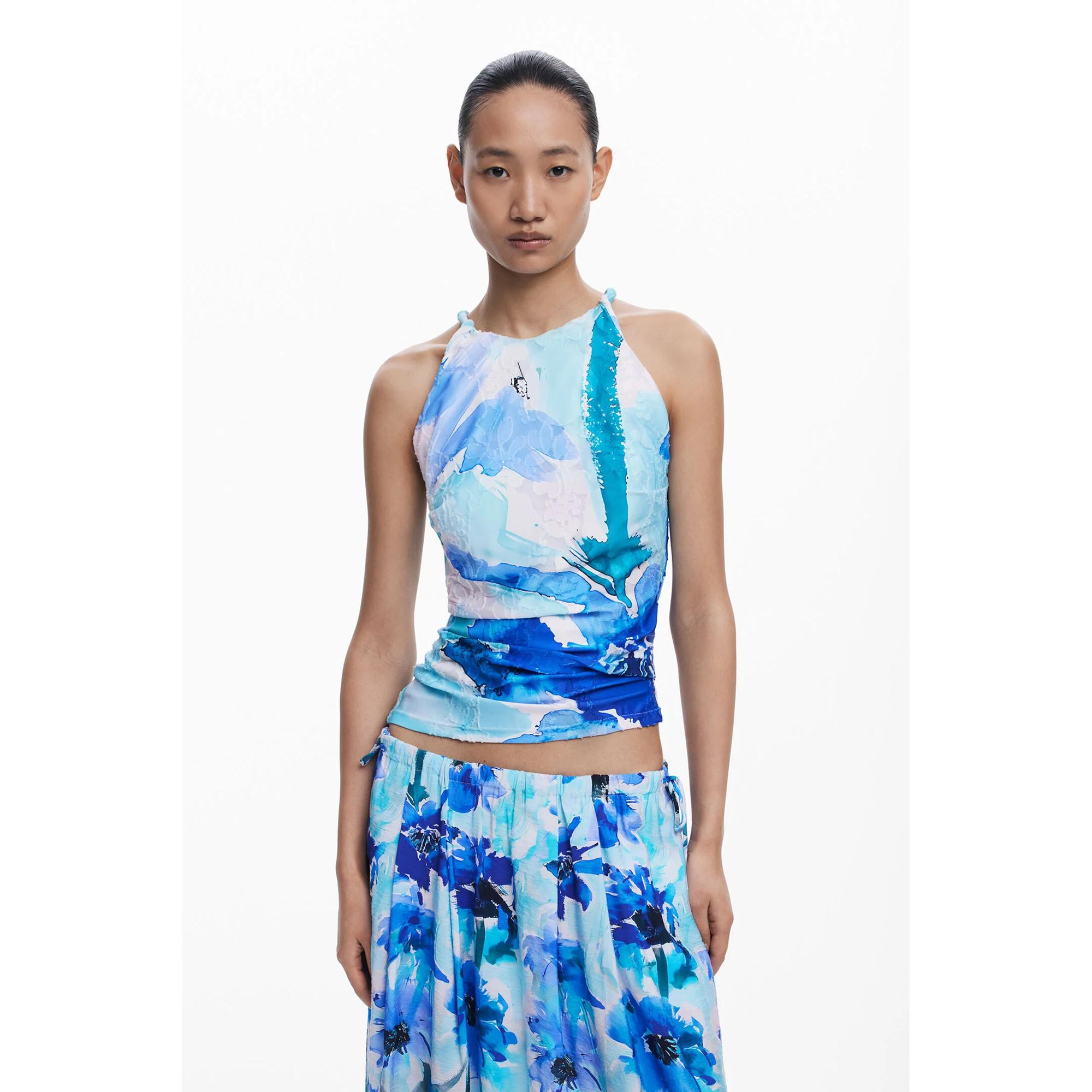 Desigual Floraler ausgestellter Maxirock  