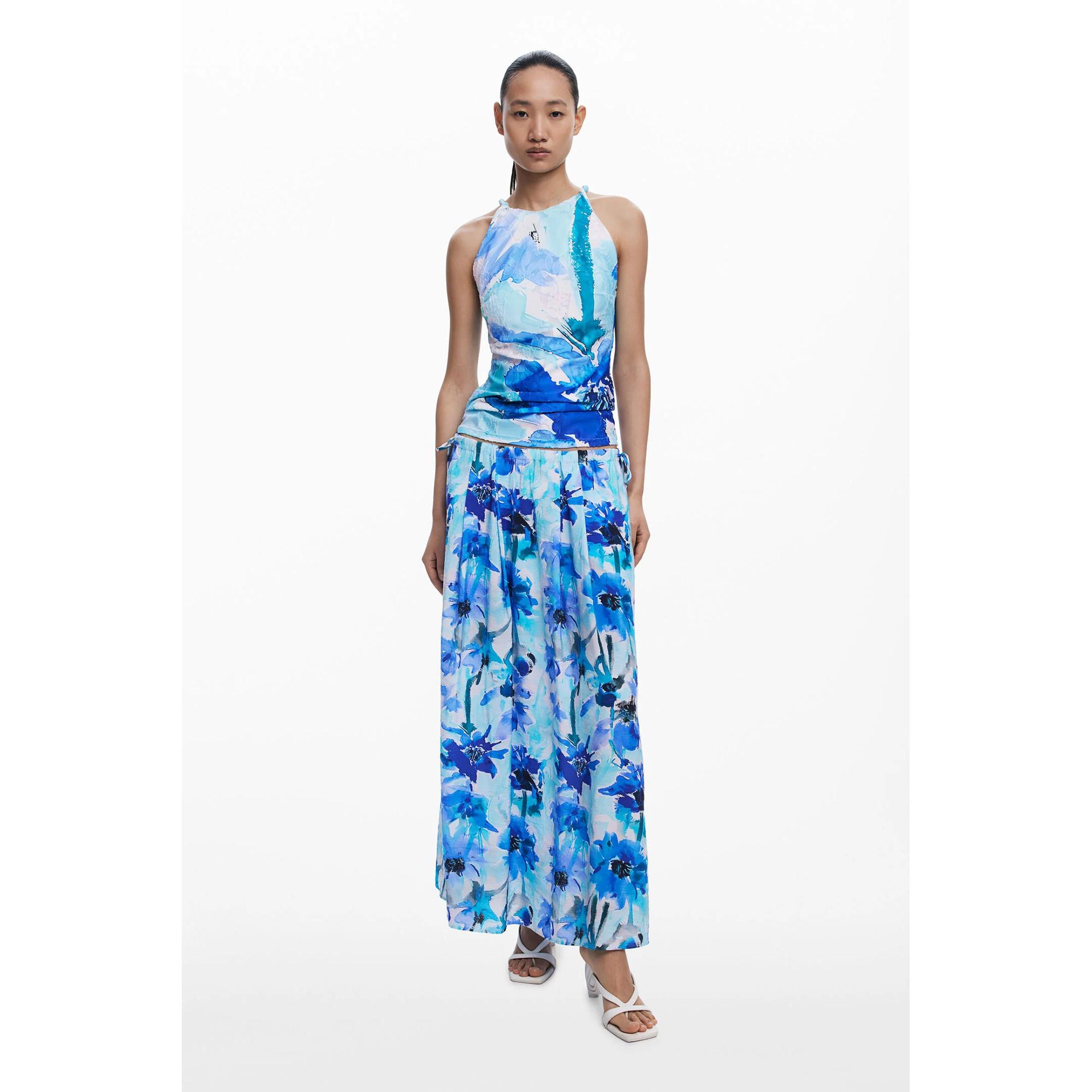 Desigual Floraler ausgestellter Maxirock  