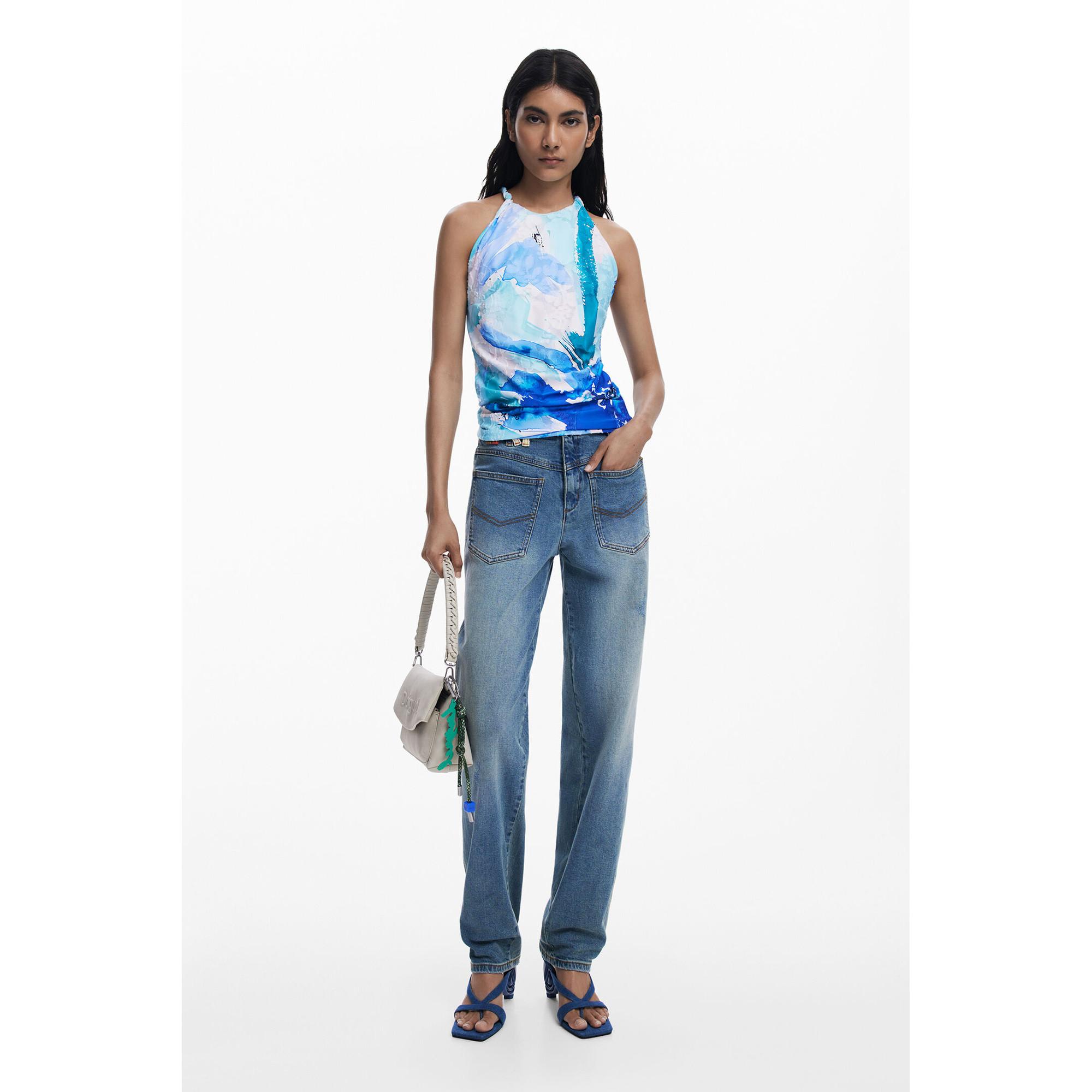 Desigual Ärmelloses Rundhals T-Shirt  