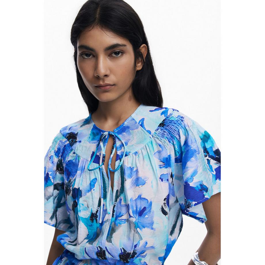 Desigual Abito Maniche Corte Stampa Floreale  