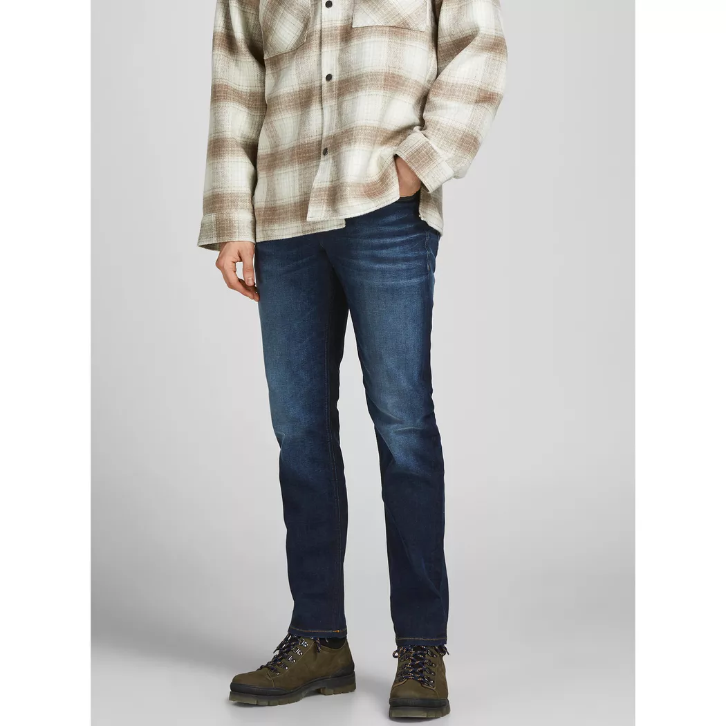 Regular-fit-Jeans JACK & JONES "JJICLARK mit Used-Look und Stretch für den Alltag", Herren, Gr. 30, Länge 32, mittelblau, Denim/Jeans, Obermaterial: 97% Baumwolle, 3% Elasthan, Abriebeffekte, regular fit lang, Jeans, mit Abriebeffekten