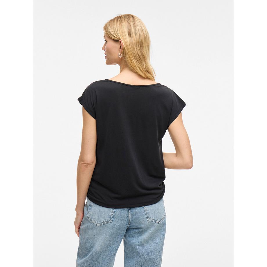 VILA Wasserfallausschnitt Kurzarm T-Shirt  