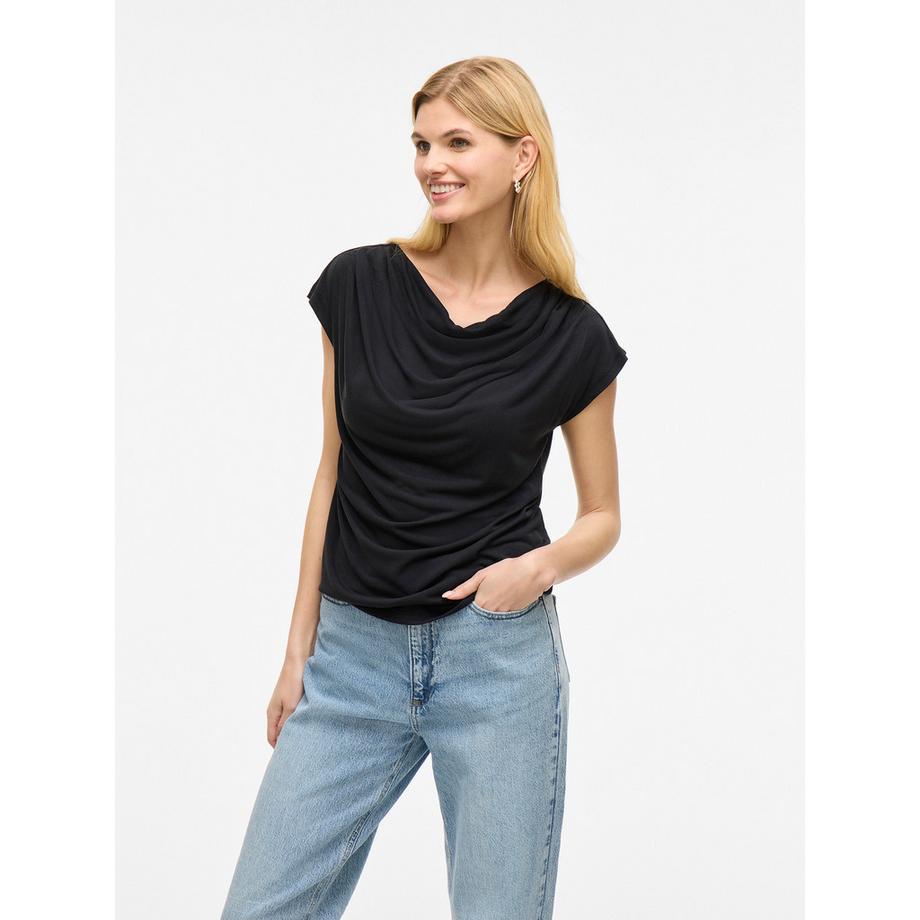 VILA Wasserfallausschnitt Kurzarm T-Shirt  