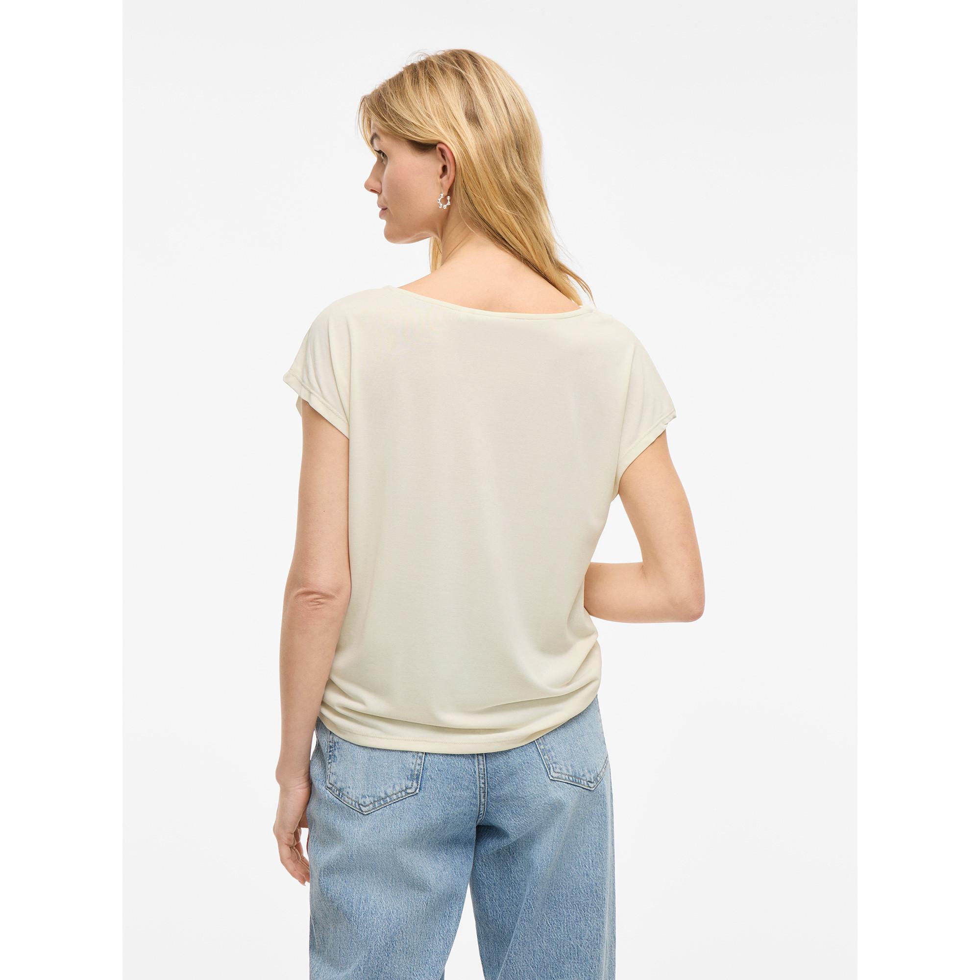 VILA T-shirt Col Drapé Manches Courtes  