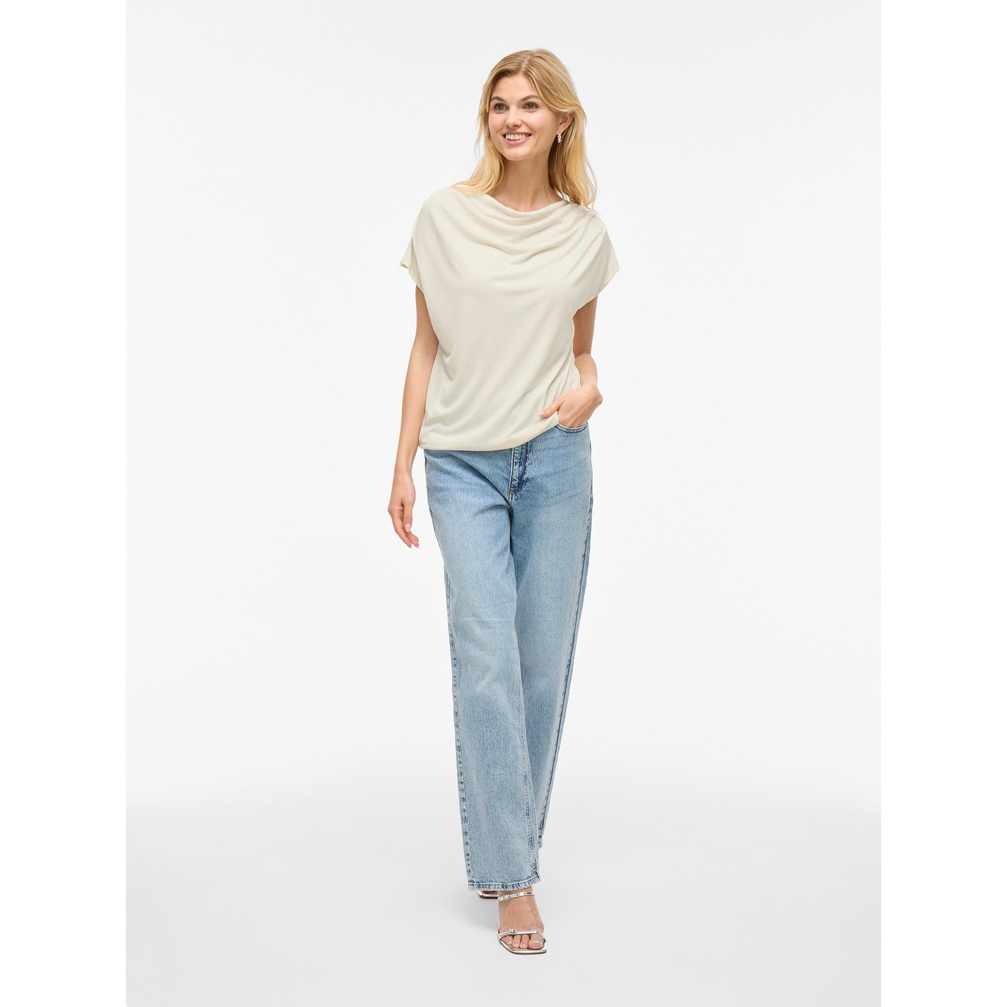 VILA T-shirt Col Drapé Manches Courtes  