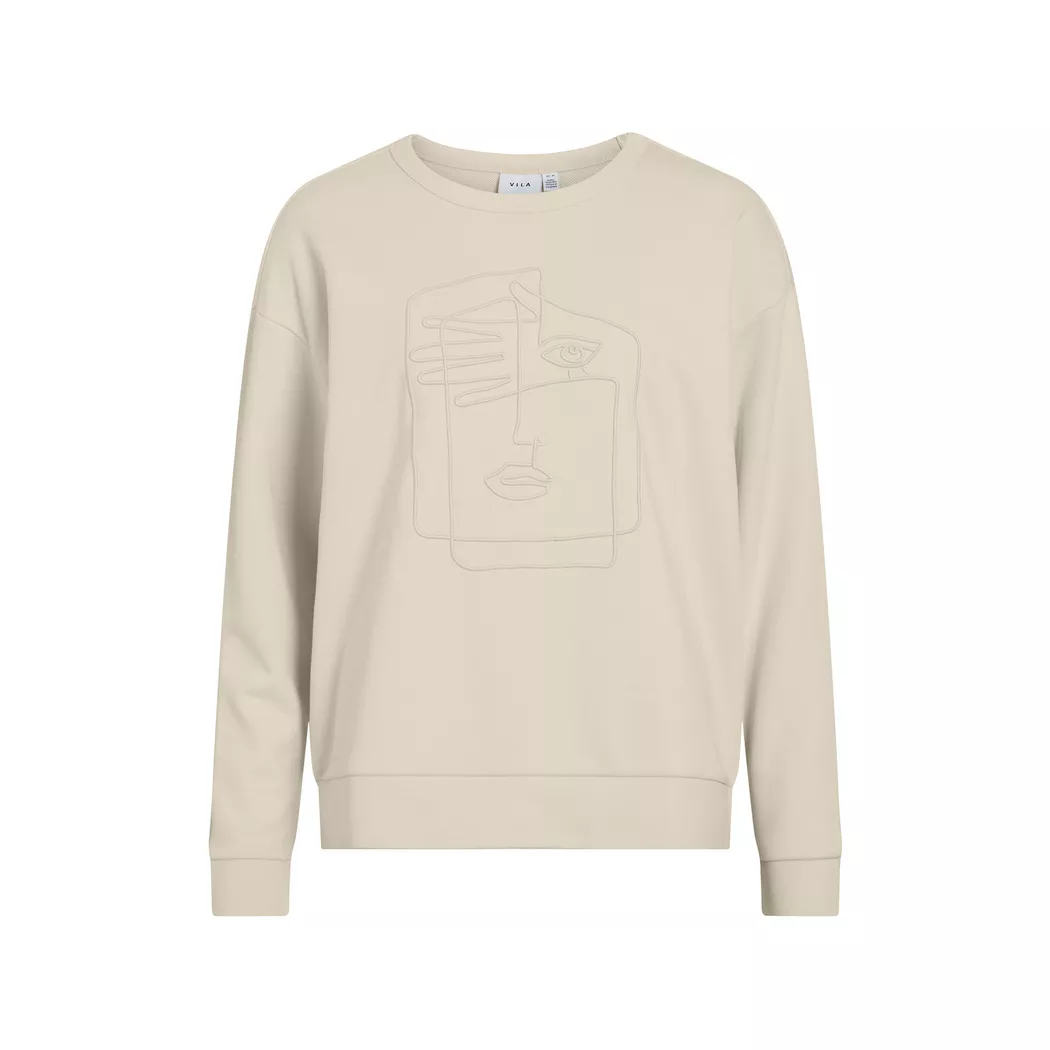 VILA - T-Shirt, langarm, für Damen, Ecru, Größe L