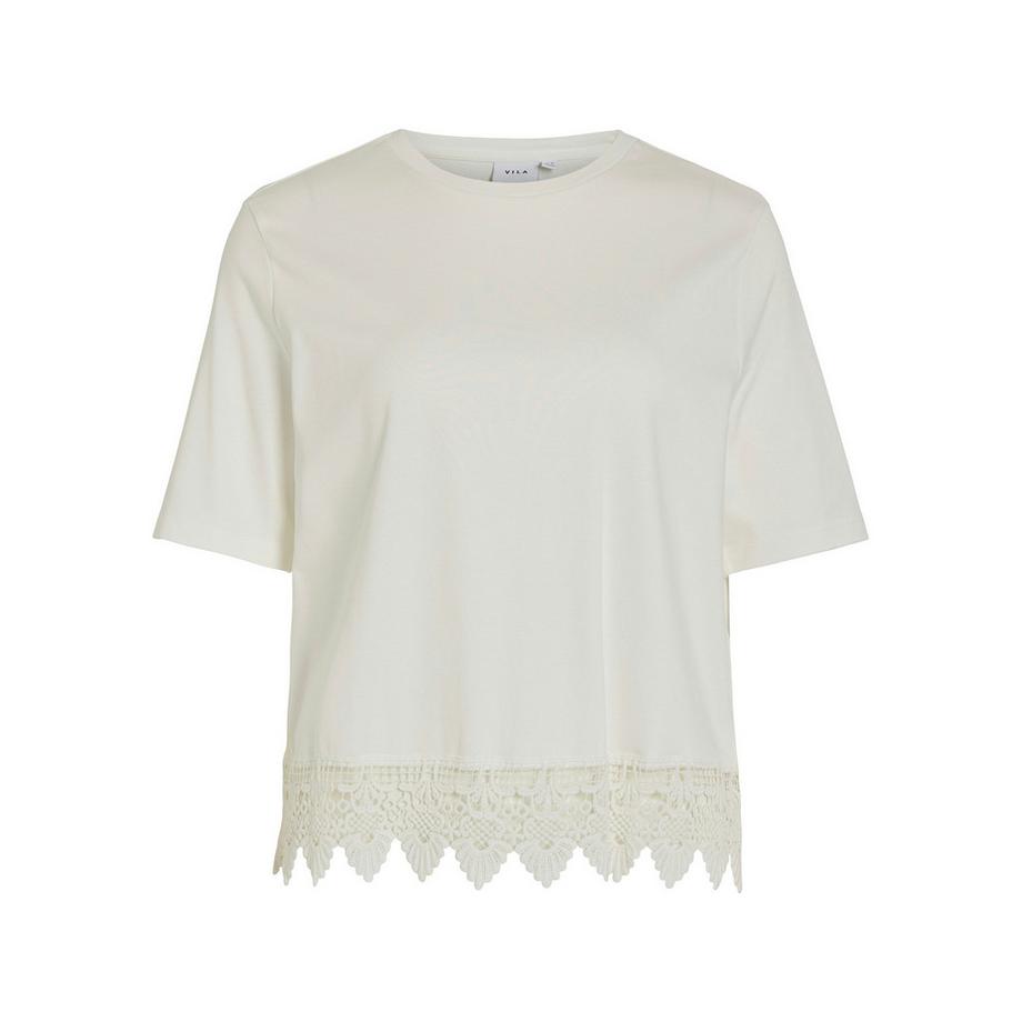 VILA T-shirt avec bande en guipure à l'ourlet  