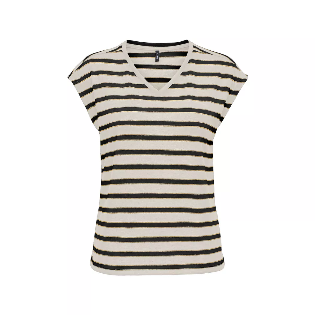 Kurzarmshirt ONLY "ONLMOSTER STRIPE S/S O-NECK TOP JRS NOOS", Damen, Gr. S (36), weiß (cloud dancer stripes:naval academy), Jersey, Obermaterial: 75% Viskose, 20% Polyester, 5% Elasthan, gestreift, regular fit normal, Rundhals, Aufschlag, Shirts, gestreif 2
