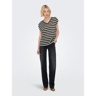 ONLY Gestreiftes V-Ausschnitt T-Shirt  