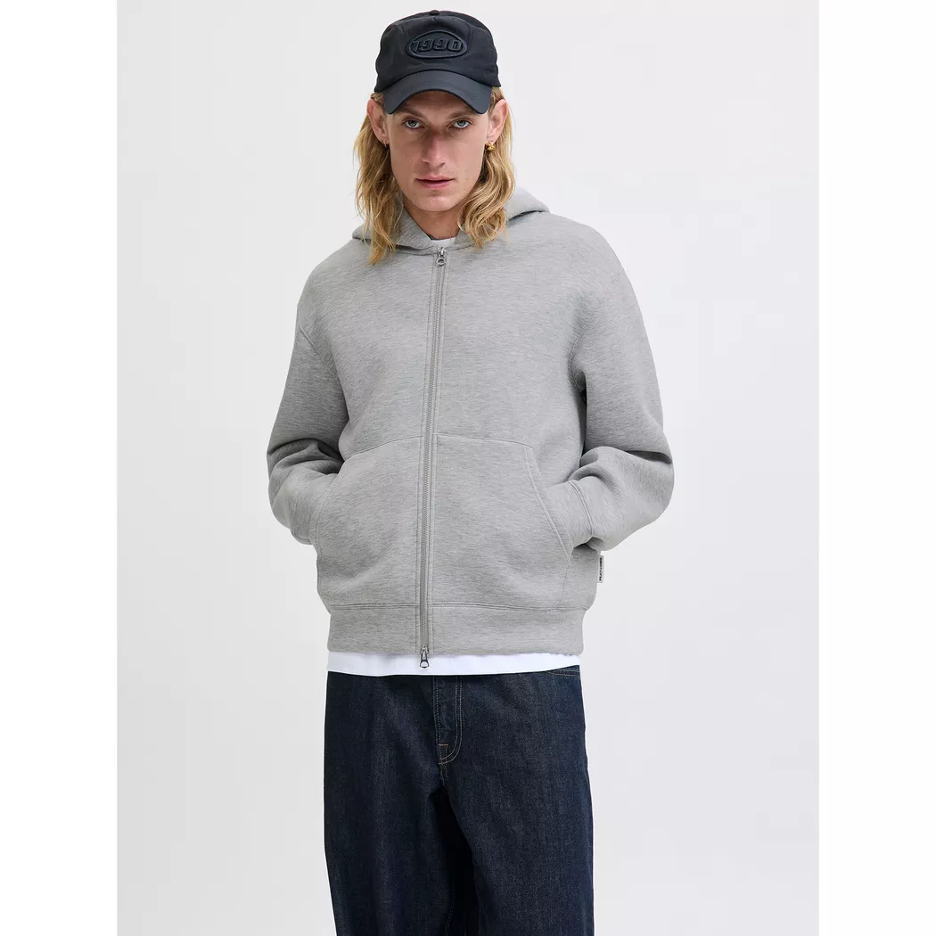 Jack & Jones Sweat-shirt à Zip Cover Scuba Light Grey Melange XL Homme