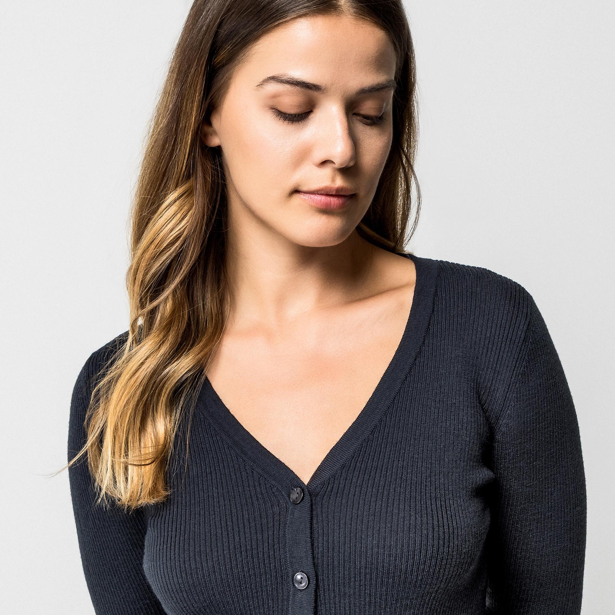 Manor Woman Cardigan Scollo a V Maglia Fine Lana Merino  