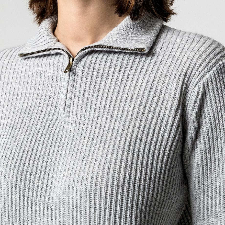 Manor Woman Pull côtelé à demi-zip  