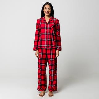 Manor Woman Haut de pyjama en flanelle à carreaux manches longues  