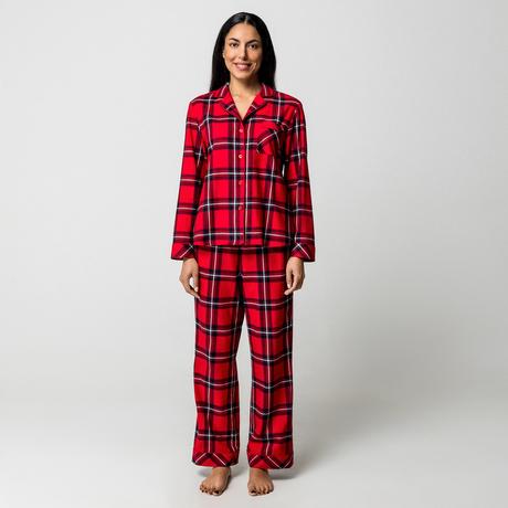 Manor Woman Haut de pyjama en flanelle à carreaux manches longues  