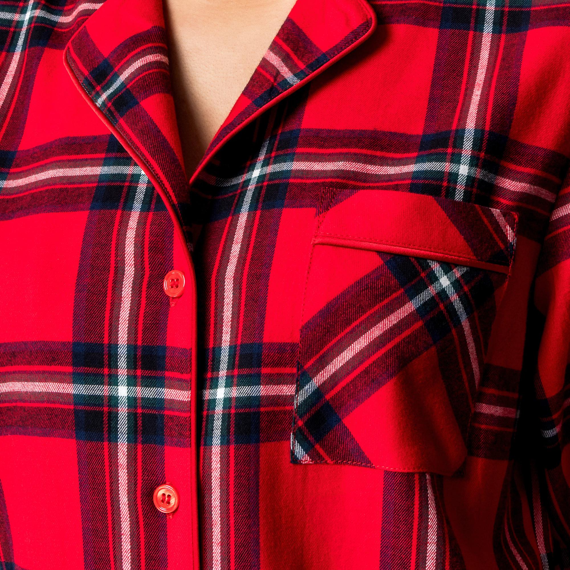 Manor Woman Haut de pyjama en flanelle à carreaux manches longues  